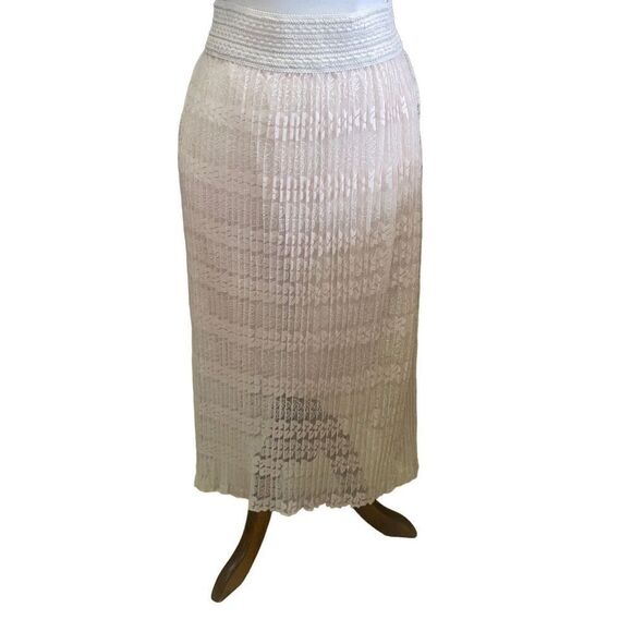 Channa Champagne Lace Fully Lined Pleated Midi/Maxi Skirt NWOT - Picture 12 of 16